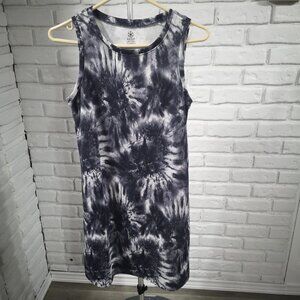 Gaiam Ladies Size Small Sleeveless Black Grey & White Tie Dye Pattern Dress